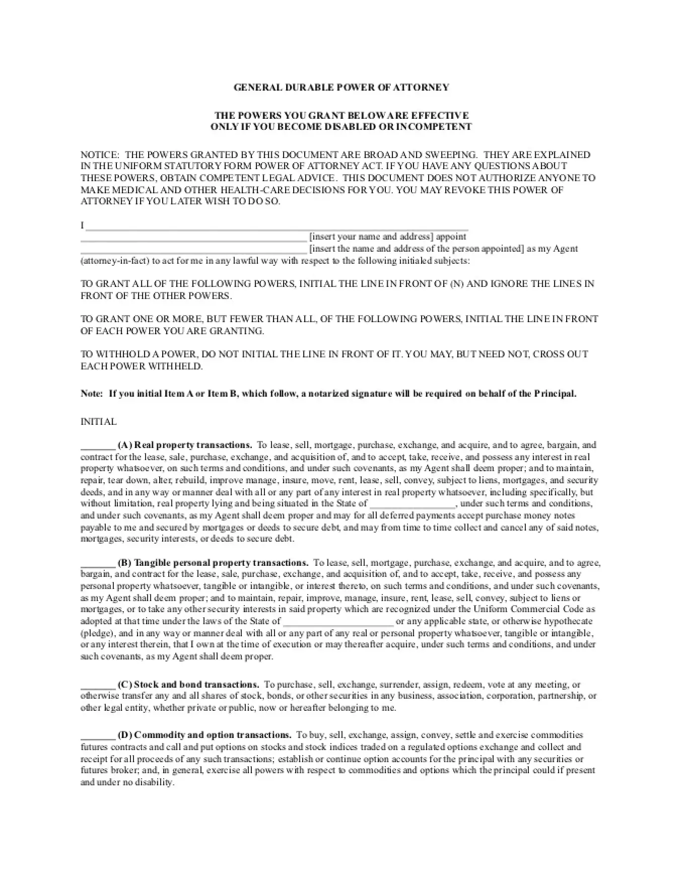 General Power of Attorny